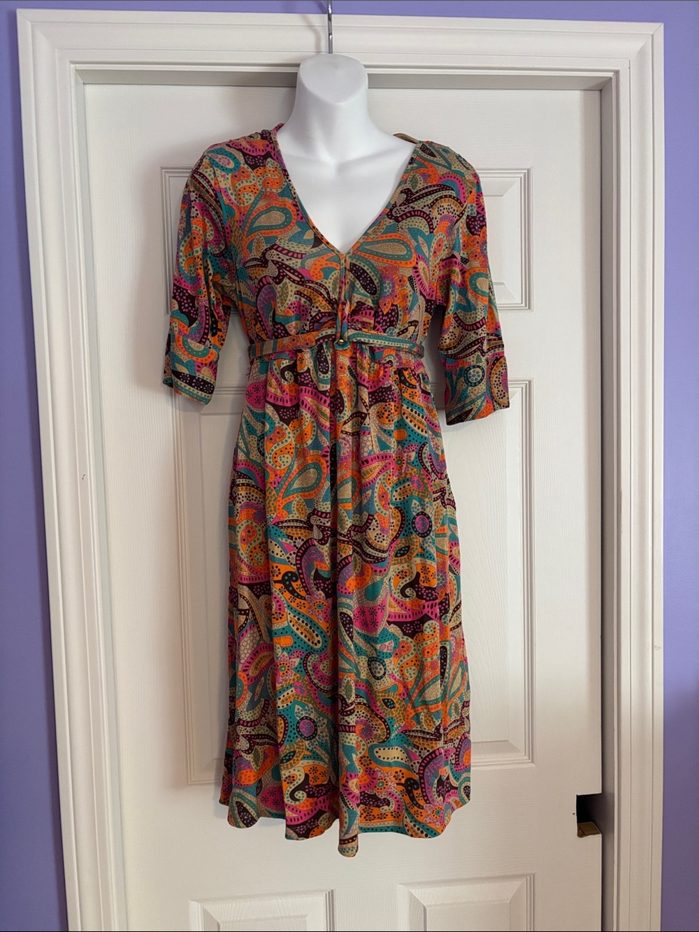 Vintage Silk Lilly Pulitzer Paisley V-Neck Midi Dress